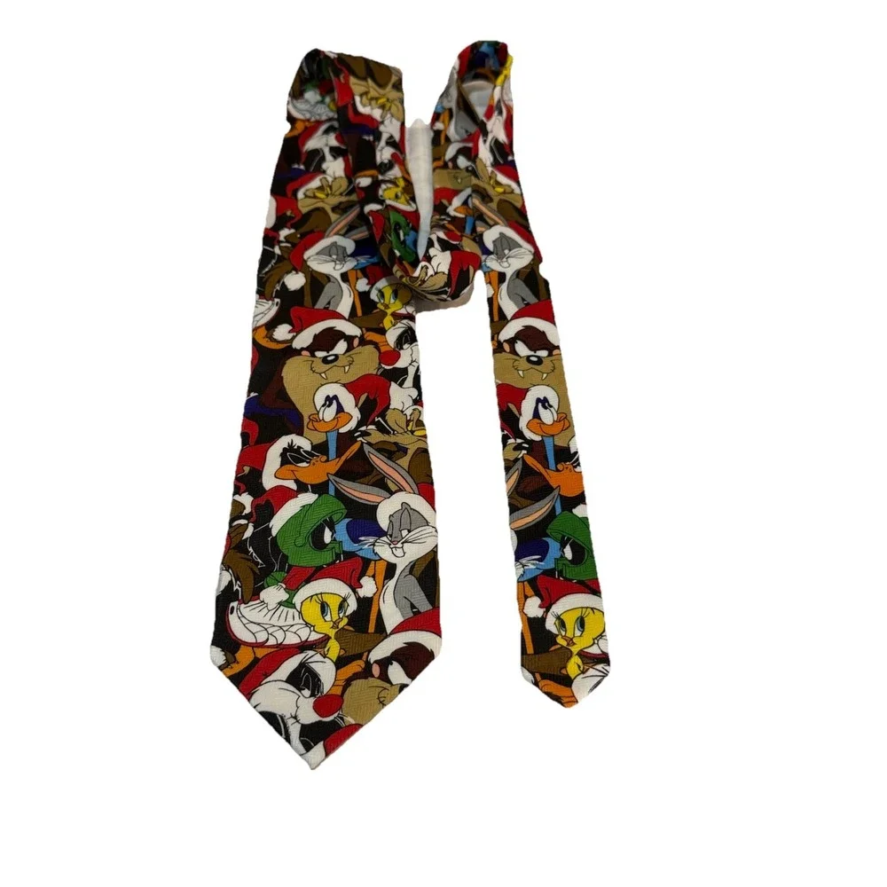 Warner Bros. Looney Tunes‎ Men's Tie, Black, Christmas, Bugs Bunny, Daffy, Taz
